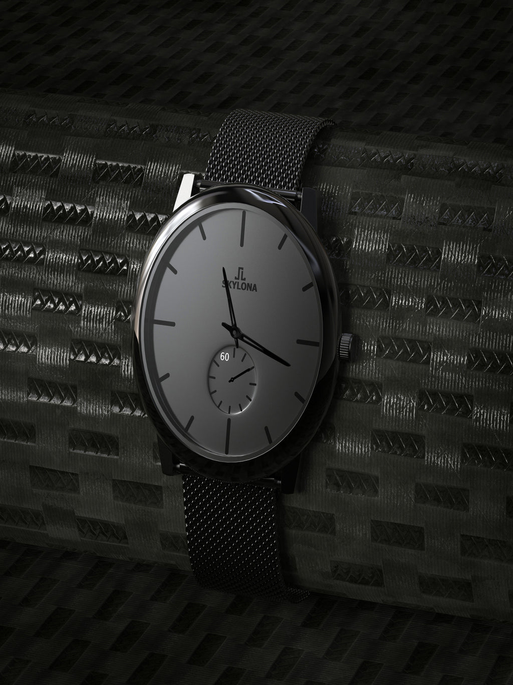 Skylona Minimalist Mesh Watch (Black)