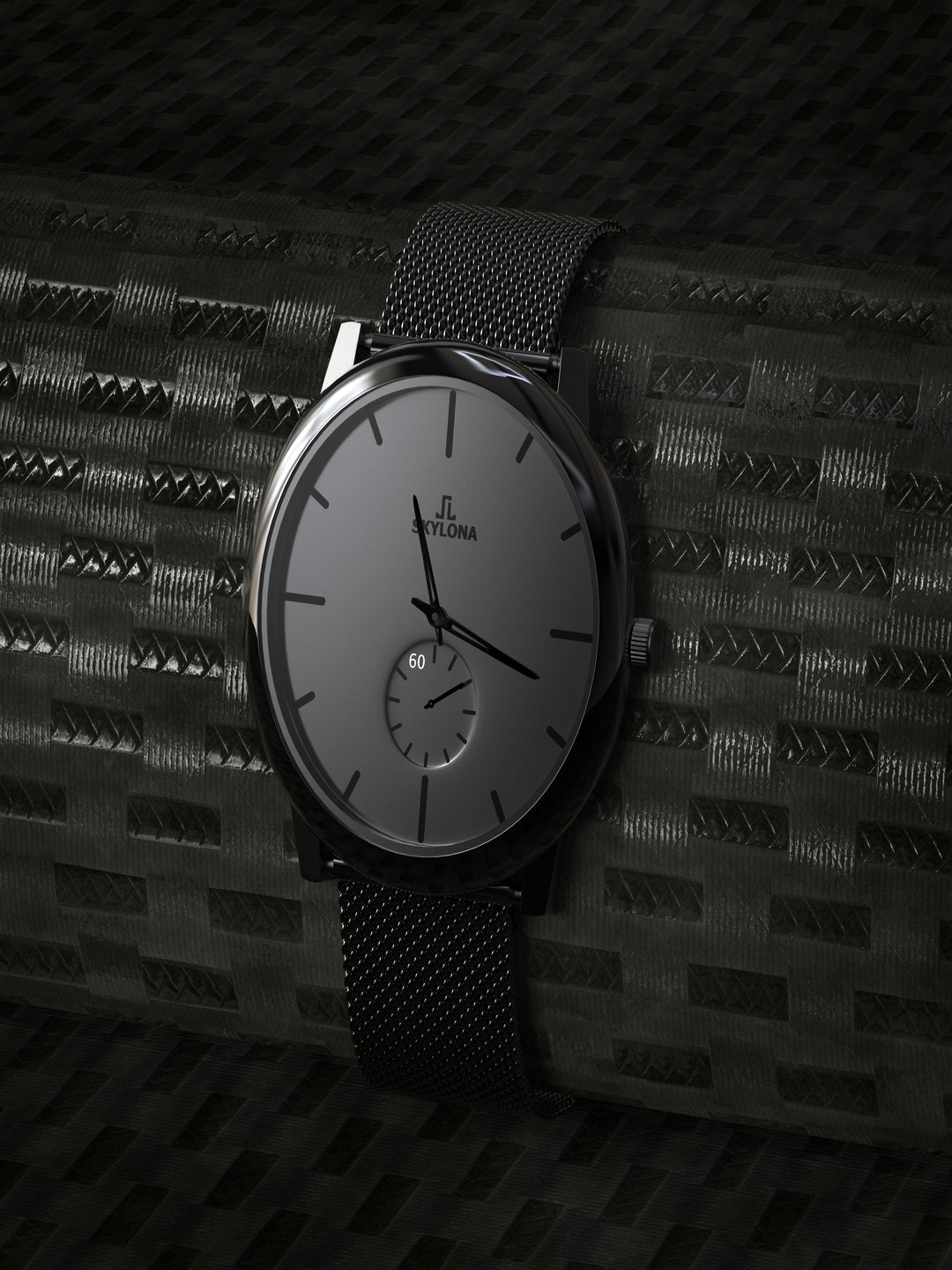 Skylona Minimalist Mesh Watch (Black)