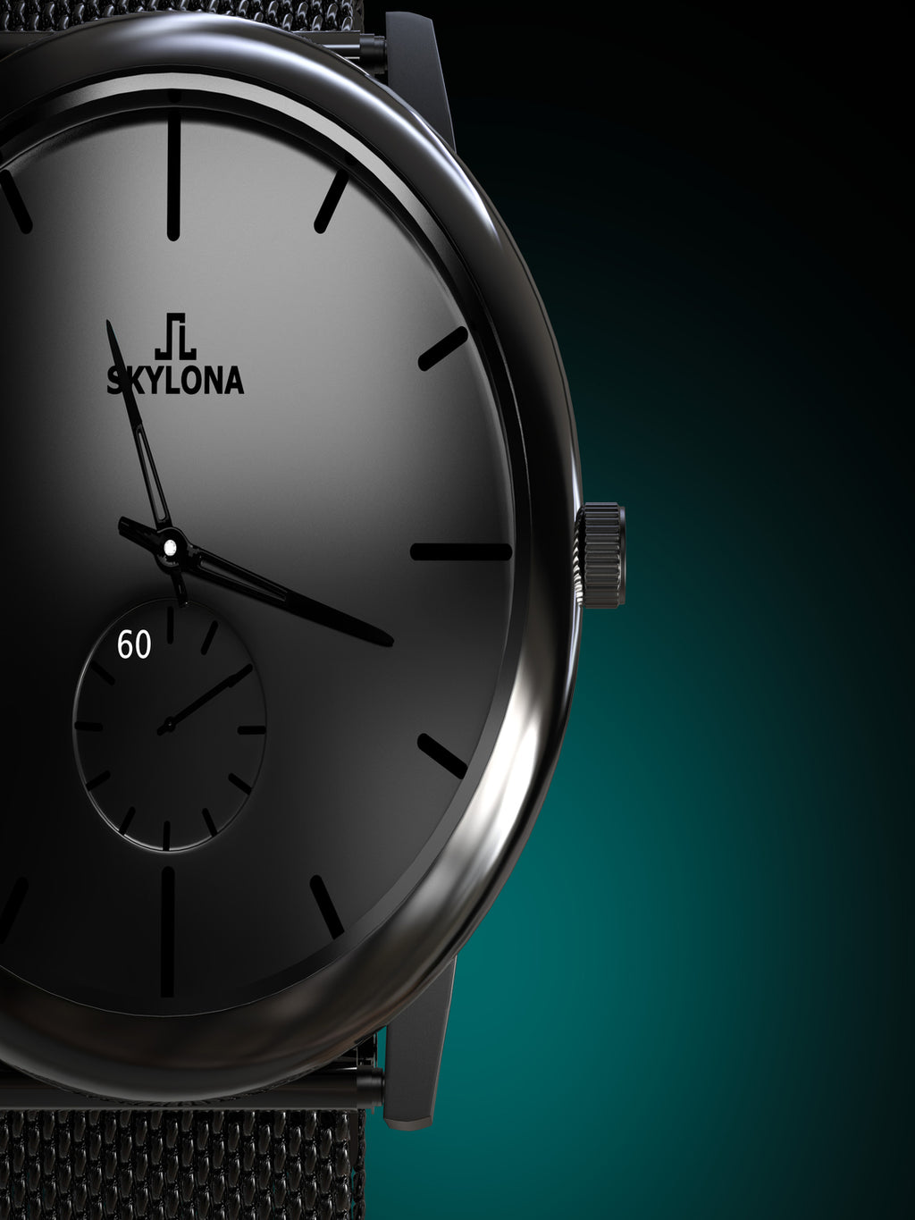 Skylona Minimalist Mesh Watch (Black)
