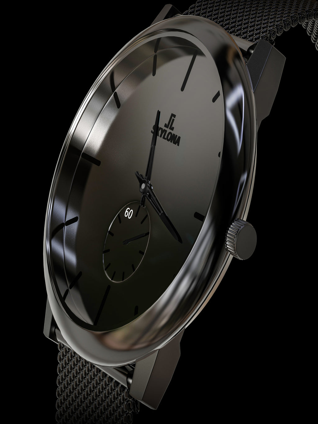 Skylona Minimalist Mesh Watch (Black)