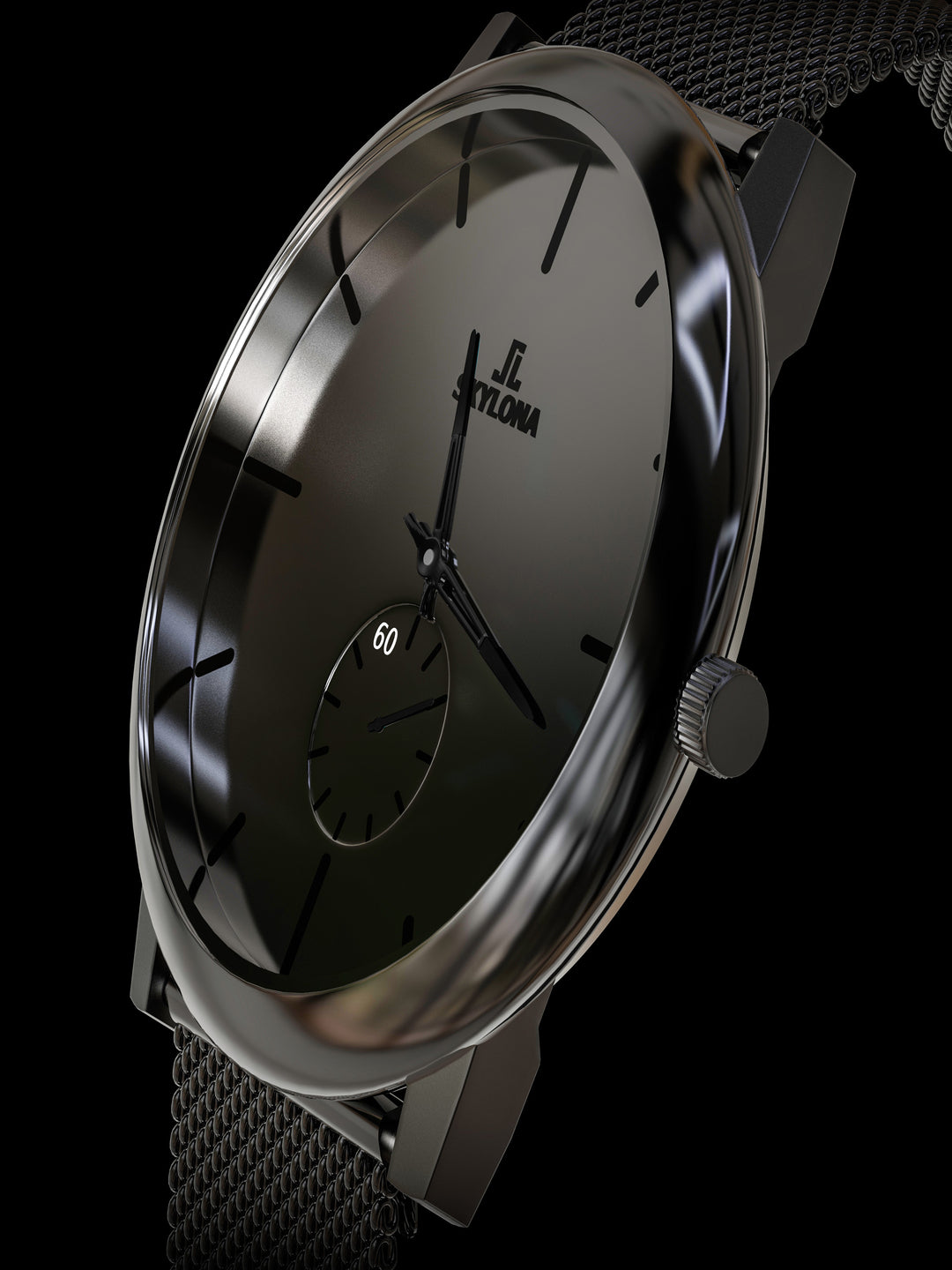 Skylona Minimalist Mesh Watch (Black)