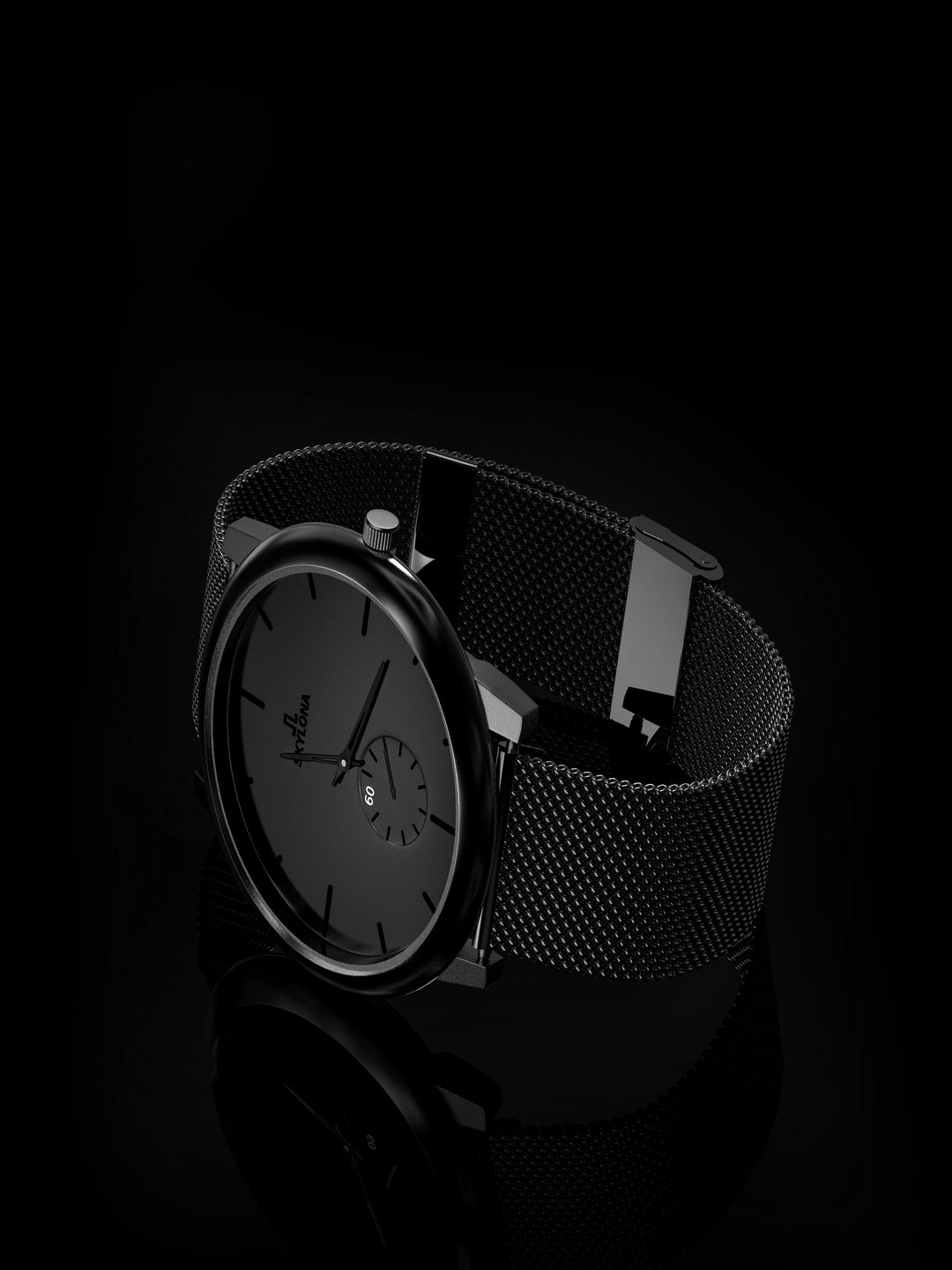 Skylona Minimalist Mesh Watch (Black)